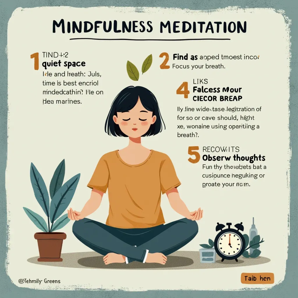 Steps to practice mindfulness meditation with calming imagery.