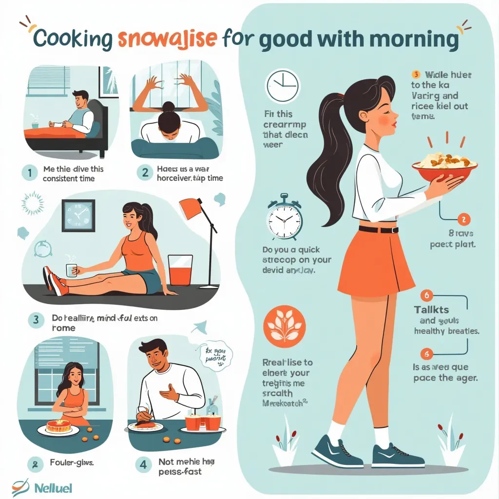 Illustration of a person following a morning routine